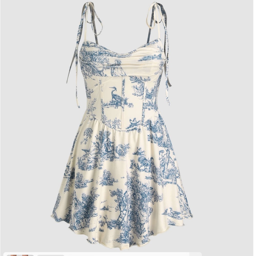 Cider Blue and Cream Mini Dress